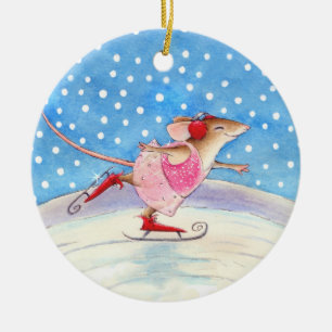 Cerâmica Pato de Patinação, Natal ou ornamento de inverno