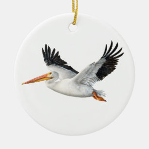 Cerâmica Pelicano Branco Americano no Ornamento Cerâmico de