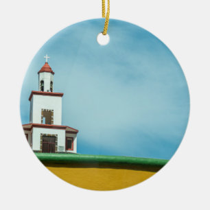 Cerâmica Pequena igreja vê ornamento da árvore de Natal