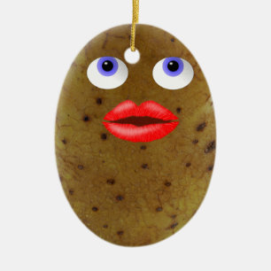 Cerâmica Personagem De Batata Engraçada Com Ornamento De O