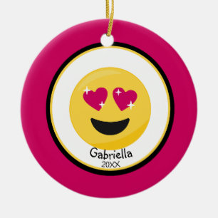 Cerâmica Personalizado ouça o ornamento de Emoji do amor