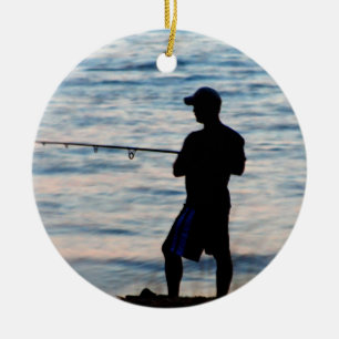 Cerâmica Pesca de surf no ornamento do crepúsculo 6