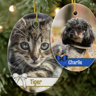 Cerâmica Pets de Natal com Ornamento de Fotos Dupla Face