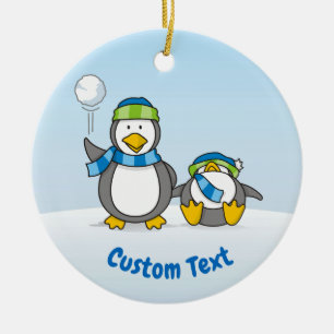 Cerâmica Pinguins de neve, ornamento cerâmico