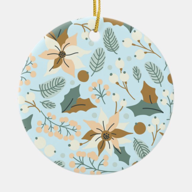 Cerâmica Poinsettia, ornamento de férias de inverno (Frente)