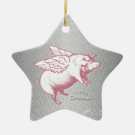 Cerâmica Porcos cor-de-rosa de voo - ornamento da estrela