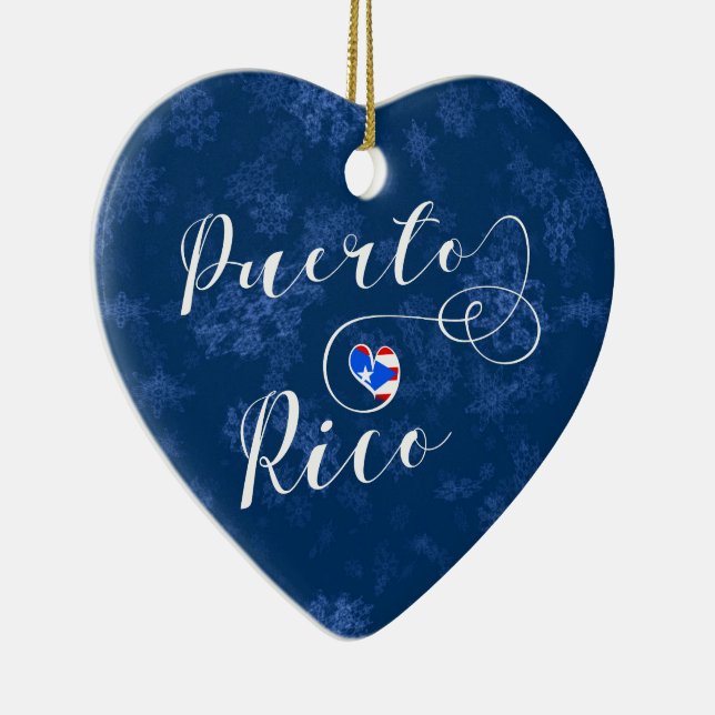 Cerâmica Porto Rico Heart, Ornamento de Árvore de Natal (Direito )
