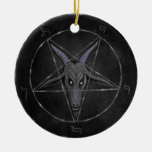 Cerâmica Preto de Baphomet e ornamento redondo cinzento