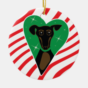 Cerâmica Preto e ornamento do cão do Natal de Tan