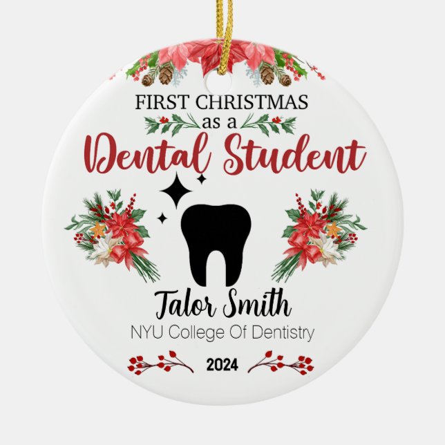 Cerâmica Primeiro Natal Como Ornamento De Estudantes Dentár (Frente)