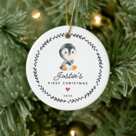 Cerâmica Primeiro Natal do Bebê Pingüim Ornamento de Cerâmi
