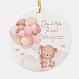 Cerâmica Primeiro Natal do Bebê Urso de Pelúcia Ornamento
