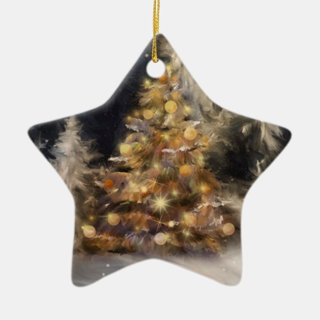 Cerâmica Primeiro Natal no Ornamento de Pinhões Sussurros (Frente)