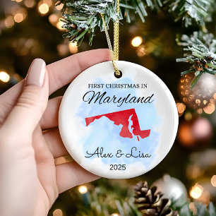 Cerâmica Primeiro Natal no Ornamento do Estado de Maryland