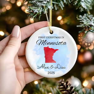 Cerâmica Primeiro Natal no Ornamento do Estado de Minnesota