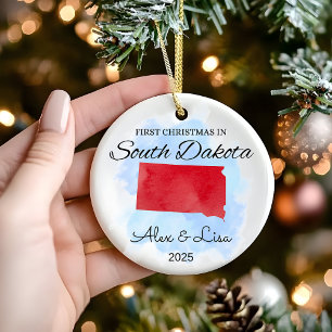Cerâmica Primeiro Natal no Ornamento Estatal de Dakota do S