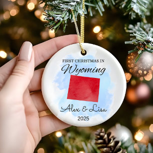 Cerâmica Primeiro Natal no Ornamento Estatal de Wyoming