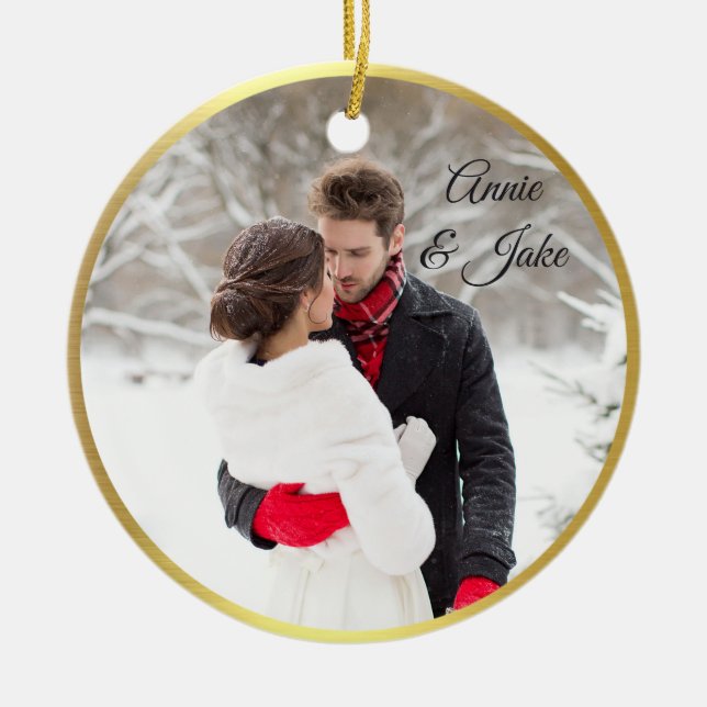 Cerâmica Primeiro Ornamento Cerâmico de Natal do casal (Frente)