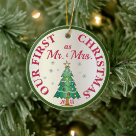 Cerâmica Primeiro Ornamento de Árvore Casada de Natal