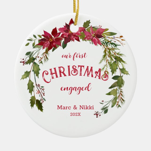 Cerâmica Primeiro Ornamento de Árvore Envolvido ao Natal (Frente)