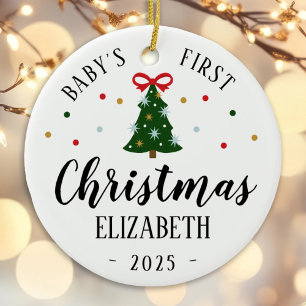 Cerâmica Primeiro ornamento de natal do bebê 2025 vermelho 