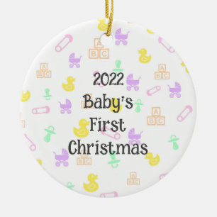 Cerâmica Primeiro Ornamento de Natal do Bebê Bonito