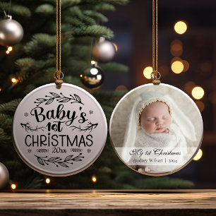 Cerâmica Primeiro Ornamento de Natal do Bebê com Imagem