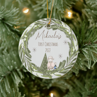 Cerâmica Primeiro Ornamento de Natal do Bebê Personalizado