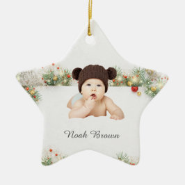Cerâmica Primeiro Ornamento de Natal do Clássico Frame Baby