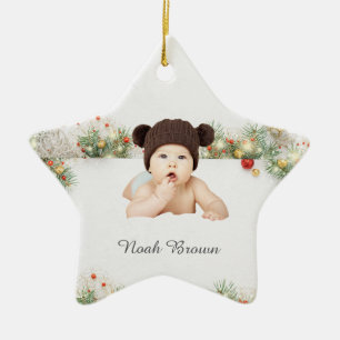 Cerâmica Primeiro Ornamento de Natal do Clássico Frame Baby