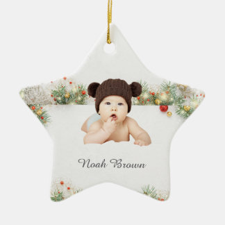 Cerâmica Primeiro Ornamento de Natal do Clássico Frame Baby