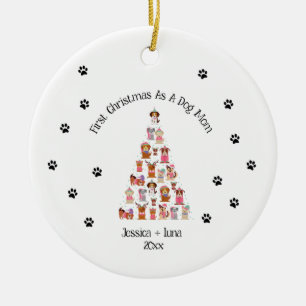 Cerâmica Primeiro Ornamento Pai de Cachorro de Natal