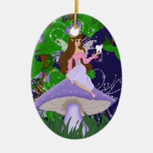 Cerâmica Princesa da fada de dente no ornamento roxo do