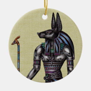 Cerâmica Ronda de Ornamento de Anubis