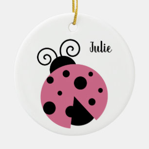Cerâmica Ronda de Ornamento de Ladybug Rosa