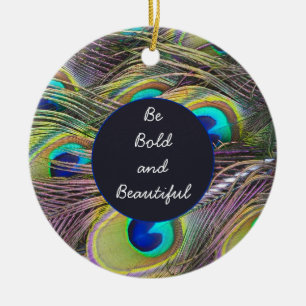 Cerâmica Ronda de Ornamento de Penas de Peacock