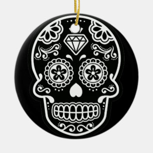 Cerâmica Ronda de Ornamento do Diamante do Crânio Negro e B