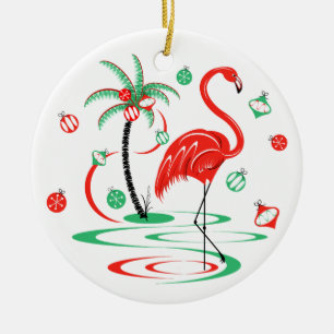 Cerâmica Ronda de ornamento Flamingo Baubles de Natal Verme