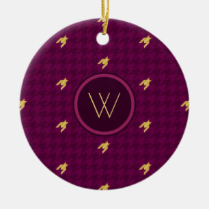 Cerâmica Rosa com Ornamento Dourado de Houndstooth de Desta