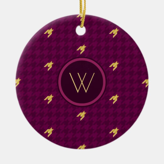Cerâmica Rosa com Ornamento Dourado de Houndstooth de Desta (Frente)