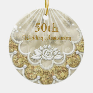 Cerâmica Rosas e ornamento do aniversário de casamento dos