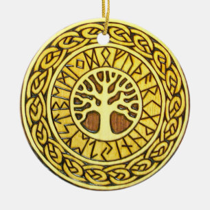 Cerâmica Runes de Viking com ornamento da árvore