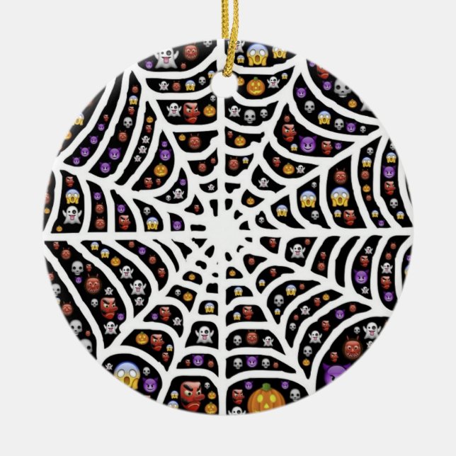 Cerâmica Scary Spooky, Ornamento de Colagem Cobweb (Frente)