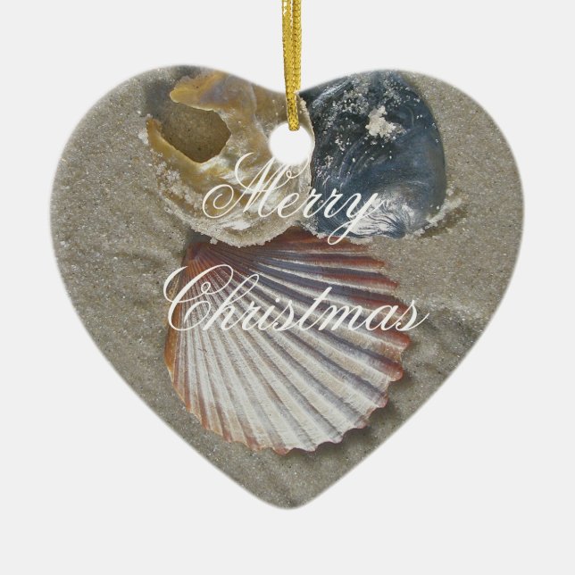 Cerâmica Seashells Feliz Ornamento de Natal (Frente)