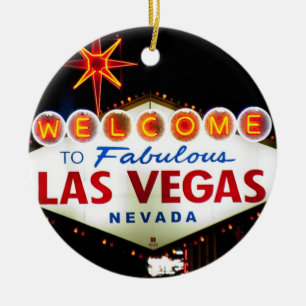 Cerâmica Sinal de Las Vegas no ornamento da noite