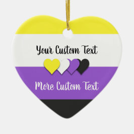 Cerâmica Sinalizador de orgulho não binário com ornamento d