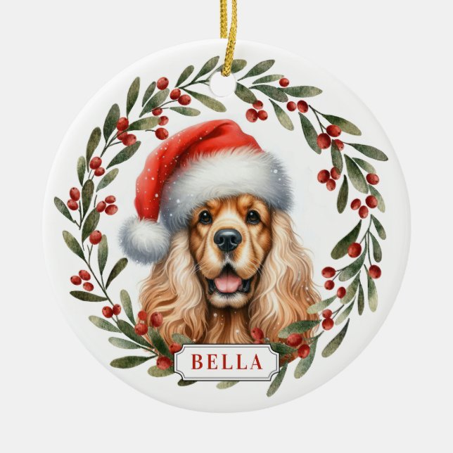 Cerâmica Spaniel Cocker Inglês Ornamento de Círculo de Cerâ (Frente)