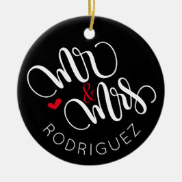 Cerâmica Sr. & Sra. - Ornamento personalizado de casamento