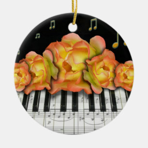 Cerâmica Teclado de piano e ornamento dos rosas