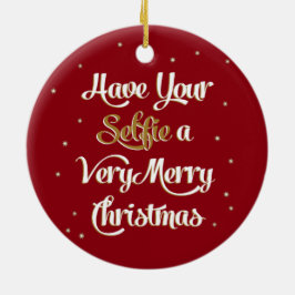 Cerâmica Tenha Seu "Selfie" Feliz Ornamento de Natal Vermel